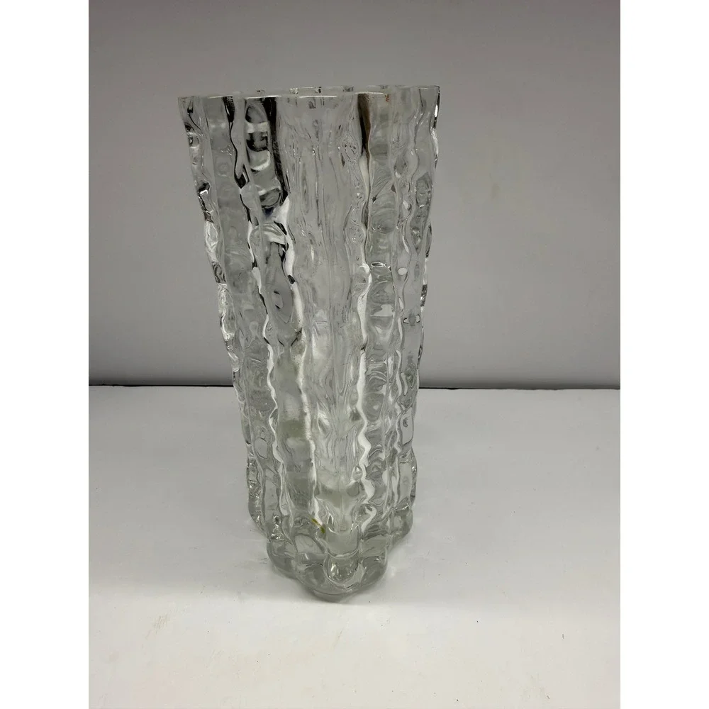Mikasa Frostfire Crystal Vase 9.5 Inch WX058/625 Clear Textured Glass Japan